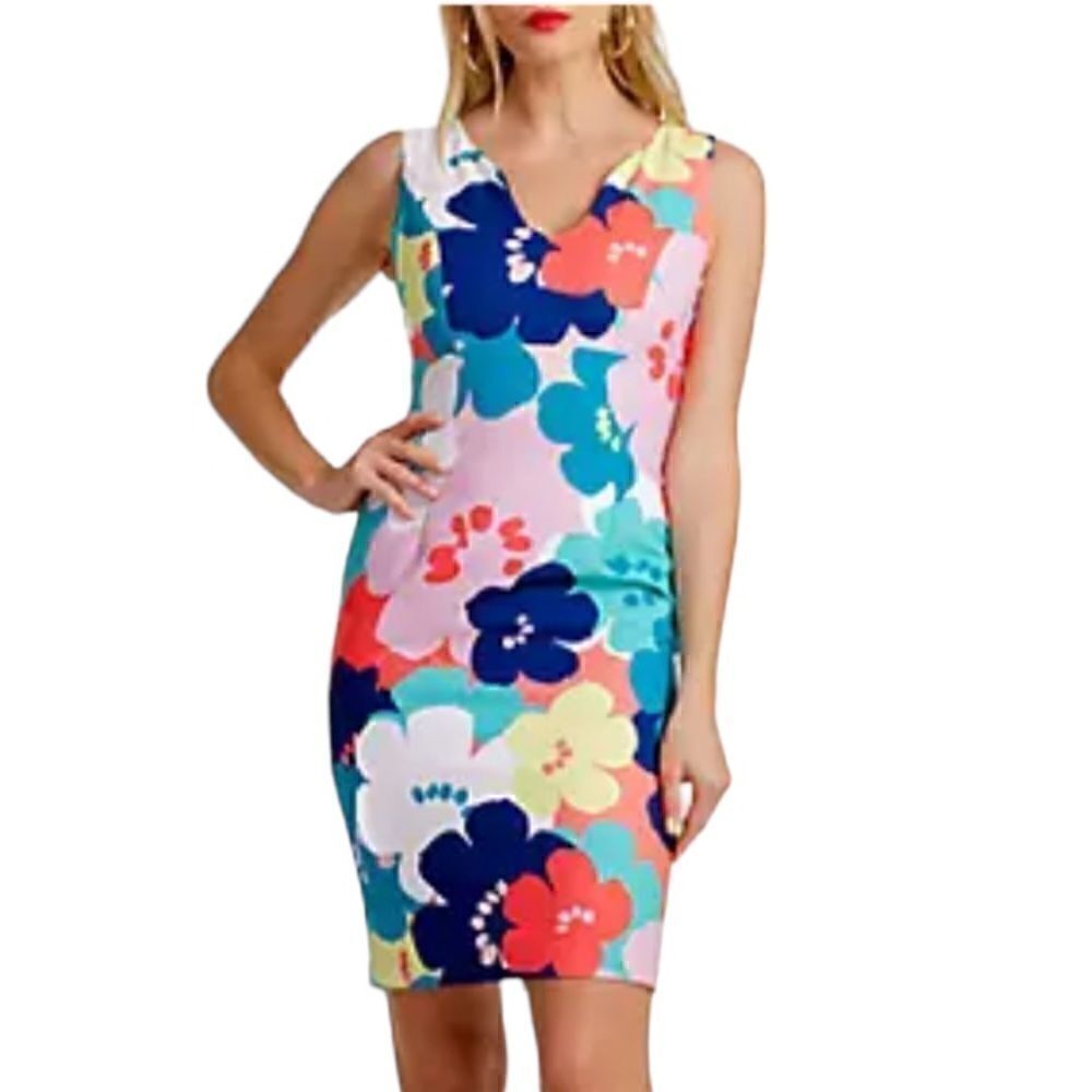 Trina Turk Coral Lily Trip Floral Sleeveless Sheath Dress Size 2 NWT